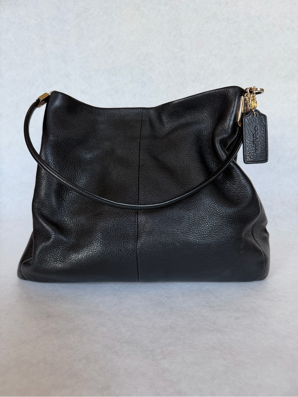 Coach Madison Phoebe Black Pebbled Leather Shoulder Bag